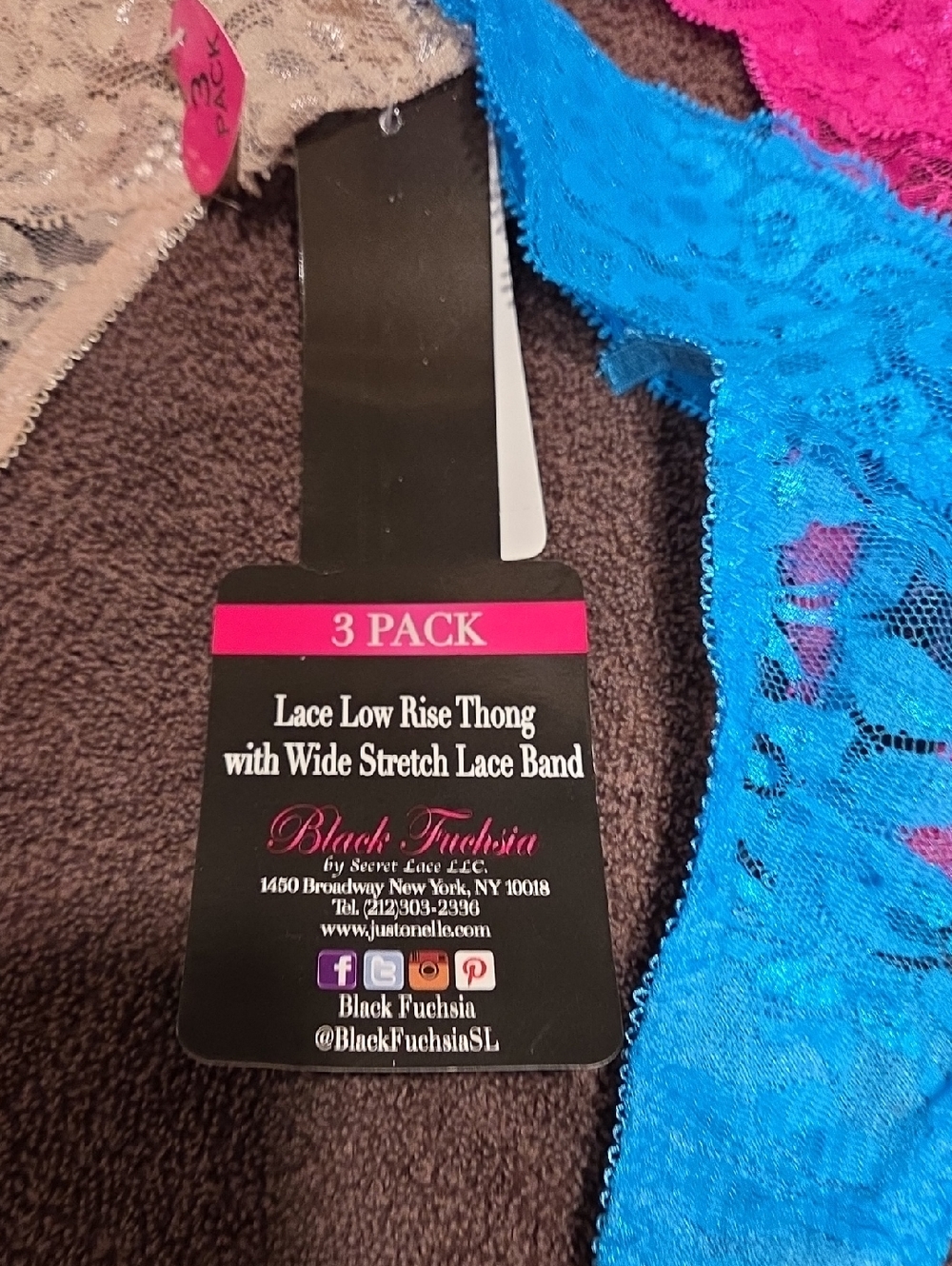 Lot Of 6 NWT BLACK FUCHSIA XL Lace Low Rise Thongs - Picture 5 of 9